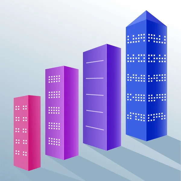 Conjunto de casas de cor arranha-céu conceito propriedade — Vetor de Stock