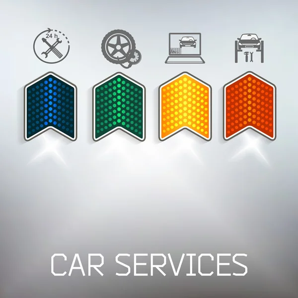 Servicios de reparación de automóviles de fondo de acero presentación — Vector de stock