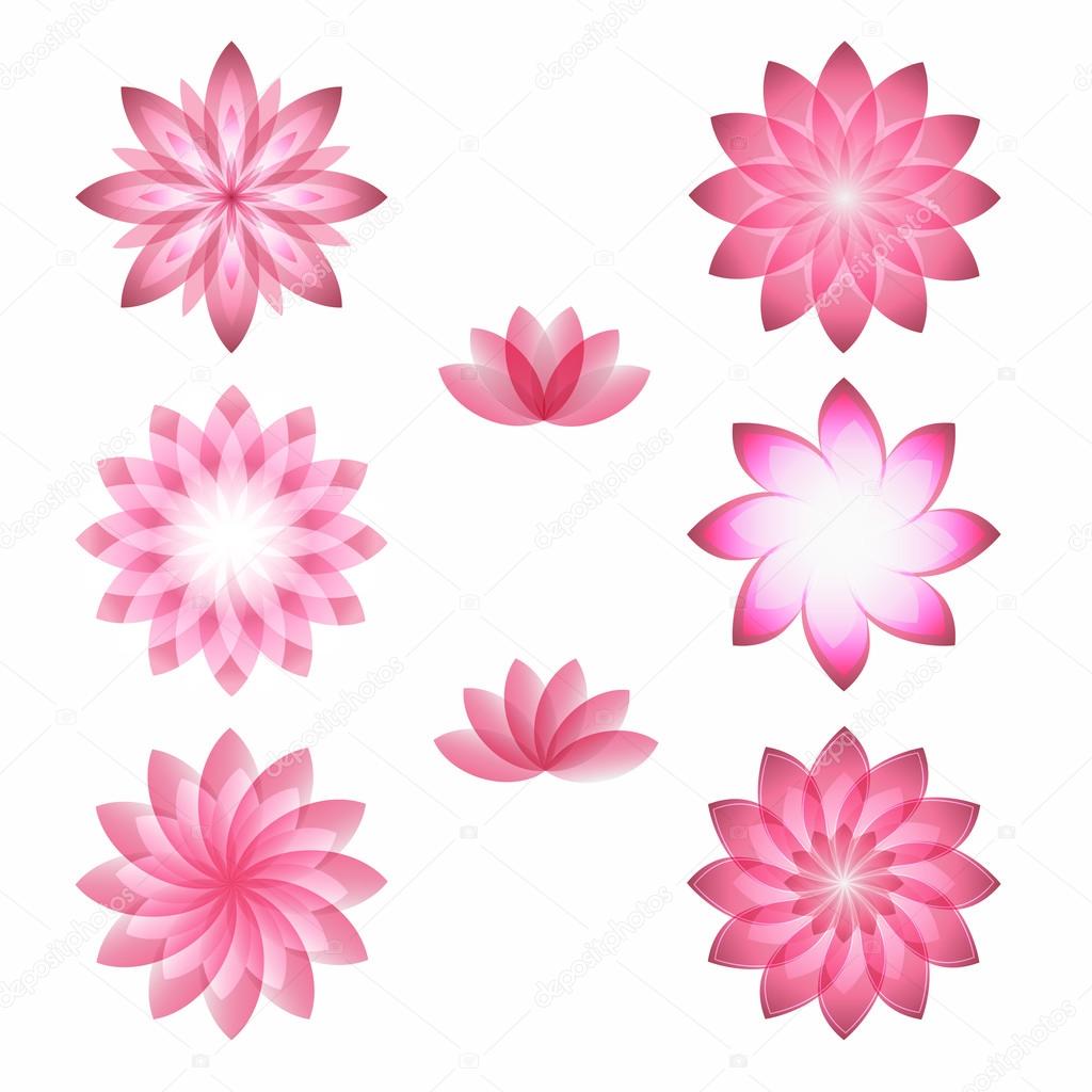Set flowers abstract vector icons design template. Health & SPA creative idea. concept symbol icon for boutique, beauty salon, cosmetician, shop, yoga class, hotel and resort. Vector illustration