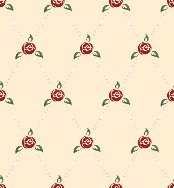 Gül ve inci seamless modeli, pin-up tarzı