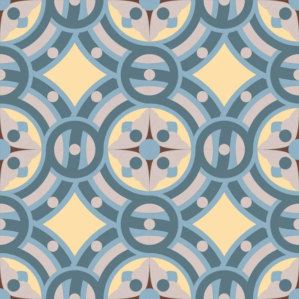 Seamless vector vintage background pattern in golden, gray, blue colors. — Stock Vector