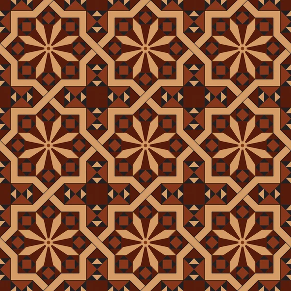 Version vectorielle de motif de carreaux vintage modifiable sans couture avec des motifs géométriques et floraux — Image vectorielle