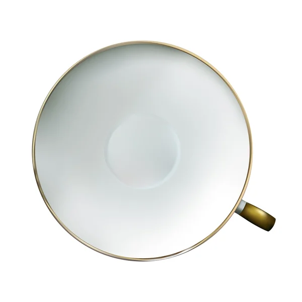 Réaliste fine porcelaine tasse blanche avec jante en or — Image vectorielle