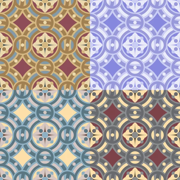 Set of four seamless vintage tile background pattern — Stock Photo, Image