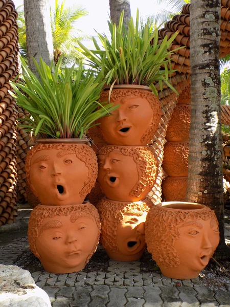 Ornamental terracotta flower pots — Stock Photo, Image