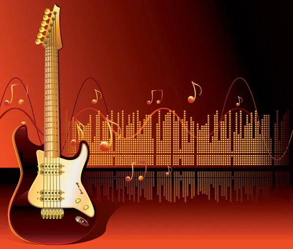 Kytara na hudební pozadí — Stockový vektor