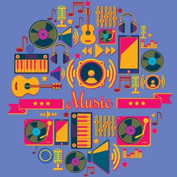 Diseño de música colorida — Vector de stock