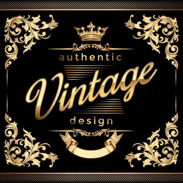 Diseño de emblema dorado vintage — Vector de stock