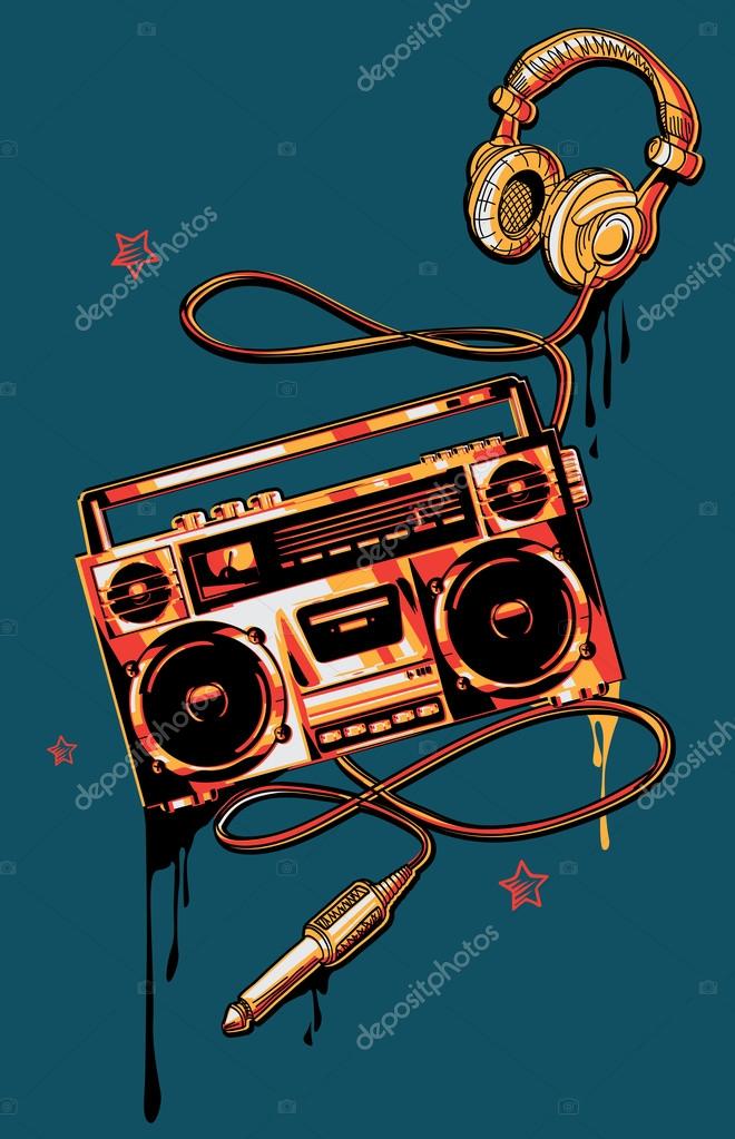 Boombox And Headphones In Graffiti Style Stock Vector Image By C Alex Scholar 102632608