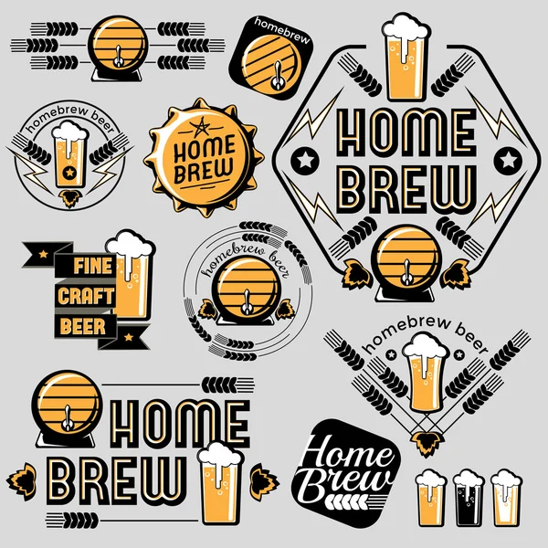 Emblemas de diseño de cerveza — Vector de stock