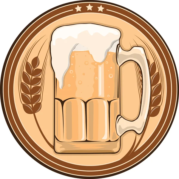 Emblema de vidro de cerveja — Vetor de Stock