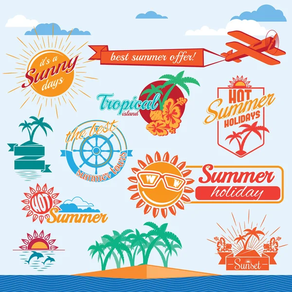 Emblemas de férias de verão — Vetor de Stock