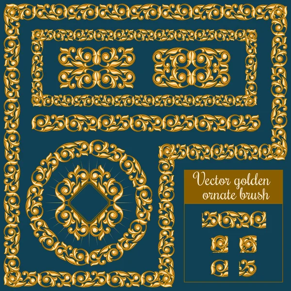 Adornado conjunto de elementos de diseño dorado — Vector de stock