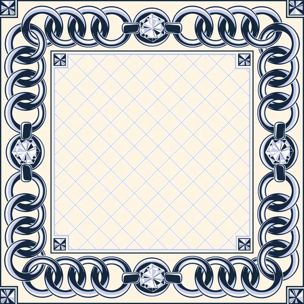 Frame met kettingschakels en diamanten — Stockvector