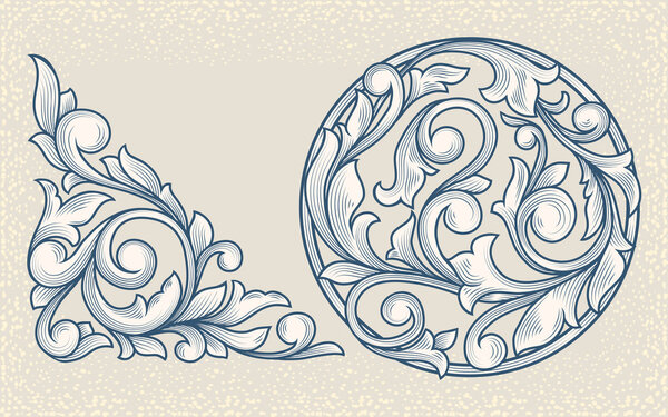 Vintage floral design elements