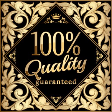 Süslü altın amblem kalite garantisi