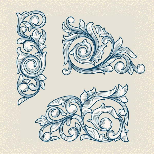 Elementos de diseño floral vintage — Vector de stock