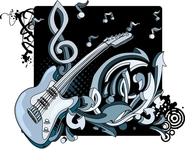 Guitare électrique avec graffiti — Image vectorielle