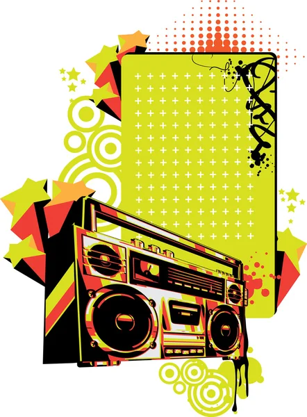 Boom box dans le style graffiti — Image vectorielle