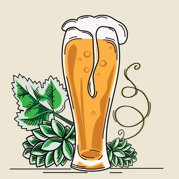 Glas bier embleem — Stockvector