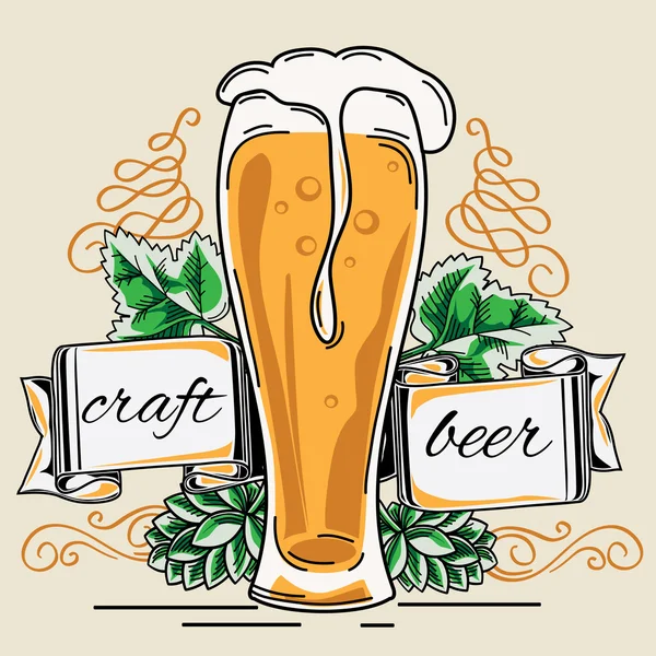 Glas bier embleem — Stockvector