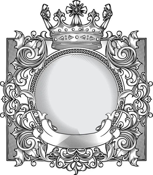 Vintage round frame with crown — Stock Vector