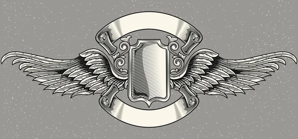 Винтажная эмблема с крыльями — стоковый вектор