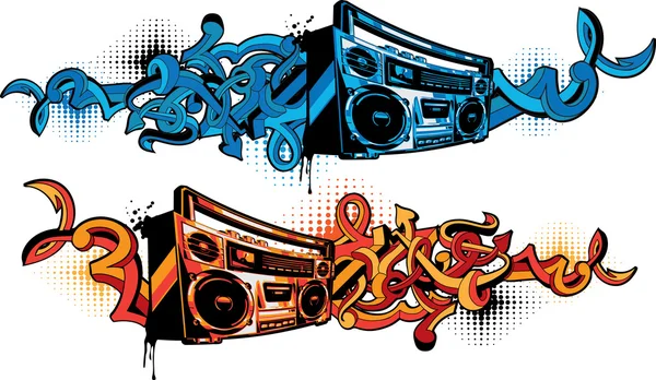 Boom box dans le style graffiti — Image vectorielle