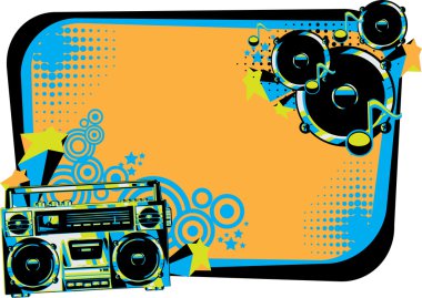 Boom box ve hoparlörler grafiti tarzı