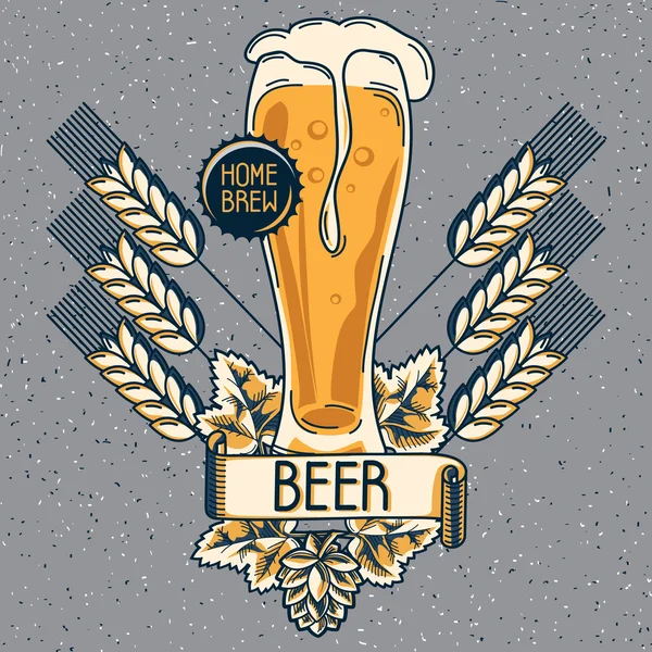 Ποτήρι μπύρα έμβλημα — Διανυσματικό Αρχείο