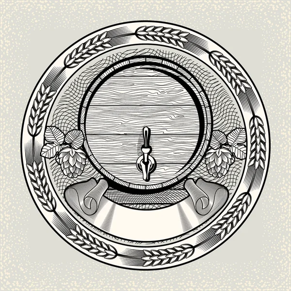 Beer emblem with barrel — Stock Vector