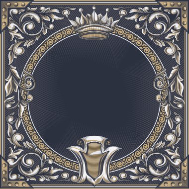 taç ile Vintage yuvarlak çerçeve