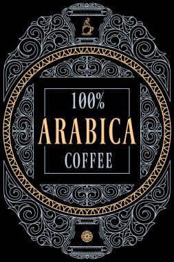 Süslü dekoratif etiket ile Arabika kahvesi 