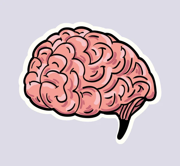 Icono Dibujado Funky Cerebro Humano — Vector de stock