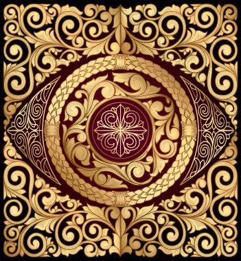 Altın süslü dekoratif vintage tasarımı