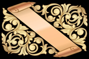 Altın parşömen dekoratif tasarım kartı