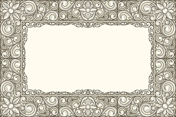 Tarjeta Blanco Diseño Retro Ornamentado Monocromo Decorativo — Vector de stock