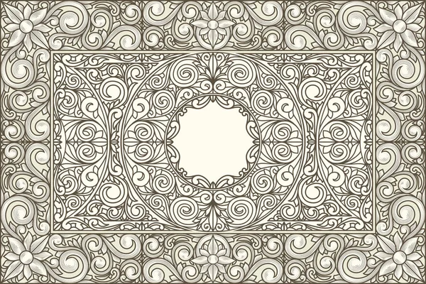 Décoratif Monochrome Orné Carte Vierge Design Rétro — Image vectorielle