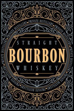 Eski moda dekoratif etiketi düz viski ile süslemek 