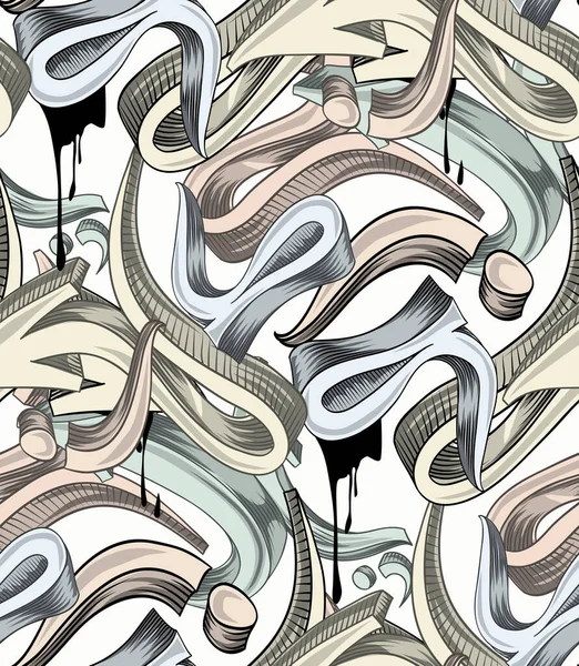 Funky Curled Graffiti Pfeile Nahtlosen Hintergrund — Stockvektor