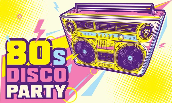 80Er Jahre Disco Party Funky Bunte Musik Design — Stockvektor