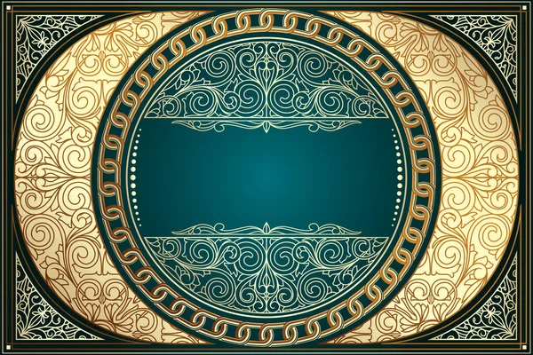 Altın dekoratif vintage tasarım kartı, vektör, illüstrasyon