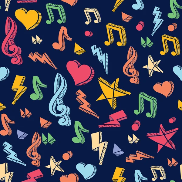 Цветные Фанки Стиль Плавный Шаблон Музыкальными Нотами — стоковый вектор