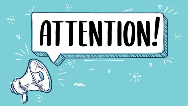 Attention Signe Dessiné Avec Mégaphone — Image vectorielle