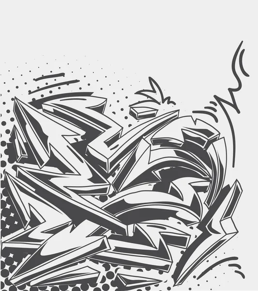 モノクロームストリートアートの背景とともにファンキーな落書きの矢印 — ストックベクタ