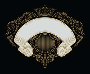 Dekoratif klasik süsleme parşömen amblemi 