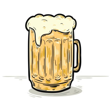 Bir bardak köpüklü bira çizgi film çizimi