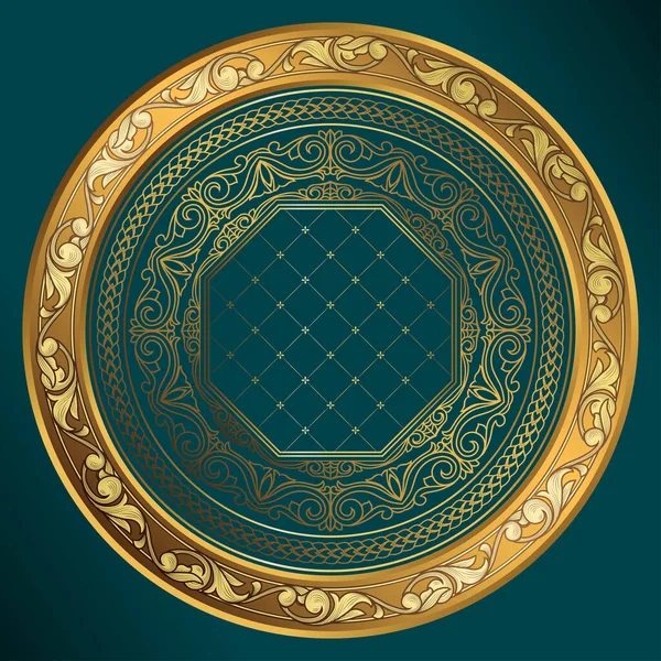 Emblema Vintage Decorativo Adornado Oro — Archivo Imágenes Vectoriales