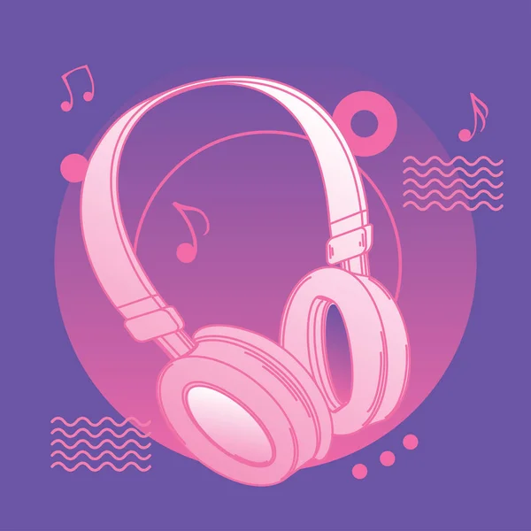 Modne Słuchawki Muzyczne Funky Kolorowe Abstrakcyjne Tło — Wektor stockowy