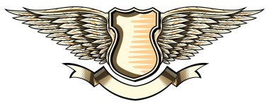 Dekoratif kanatlı kalkan boş amblemi